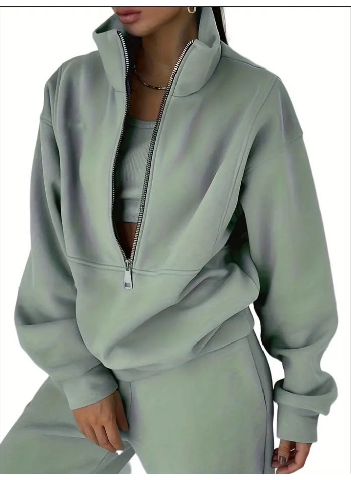 general Himosyber Women Sweatsuits Half Zip Fleece Sweatshirt and Pant 2 Piece Joggers Set Tracksuit - Image 2