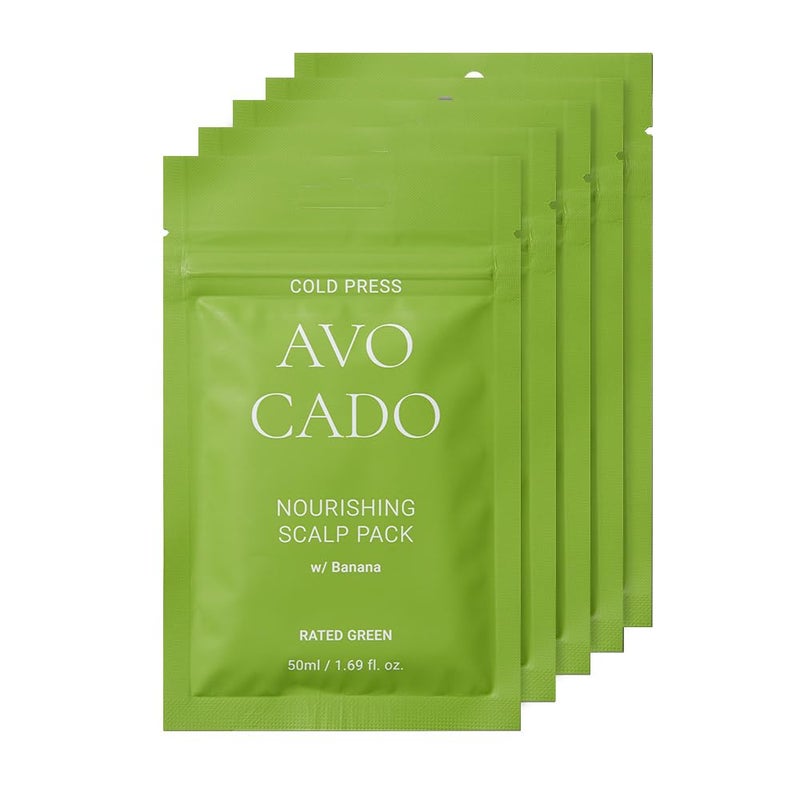 RATED GREEN Cold Brew Avocado Nourishing Scalp Pack wBanana 169 Fl Oz Deep Conditioning Hydrating Hair Mask for Dry Damaged Hair Pack of 5