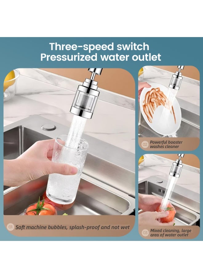 إيسي فلتر مياه الحوض، فلتر صنبور المطبخ القابل للدوران 360 درجة بثلاث وظائف مع نواة من الفولاذ المقاوم للصدأ - يزيل الكلور والفلوريد والمعادن الثقيلة ويقلل من المعادن العسرة للحمام والمطبخ - Image 4