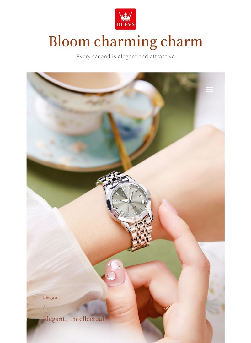 أوليفز ساعات نسائية أنيقة من الفولاذ المقاوم للصدأ ومقاومة للماء كوارتز أنالوج 9931 - Image 5