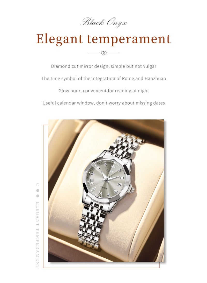 أوليفز ساعات نسائية أنيقة من الفولاذ المقاوم للصدأ ومقاومة للماء كوارتز أنالوج 9931 - Image 4