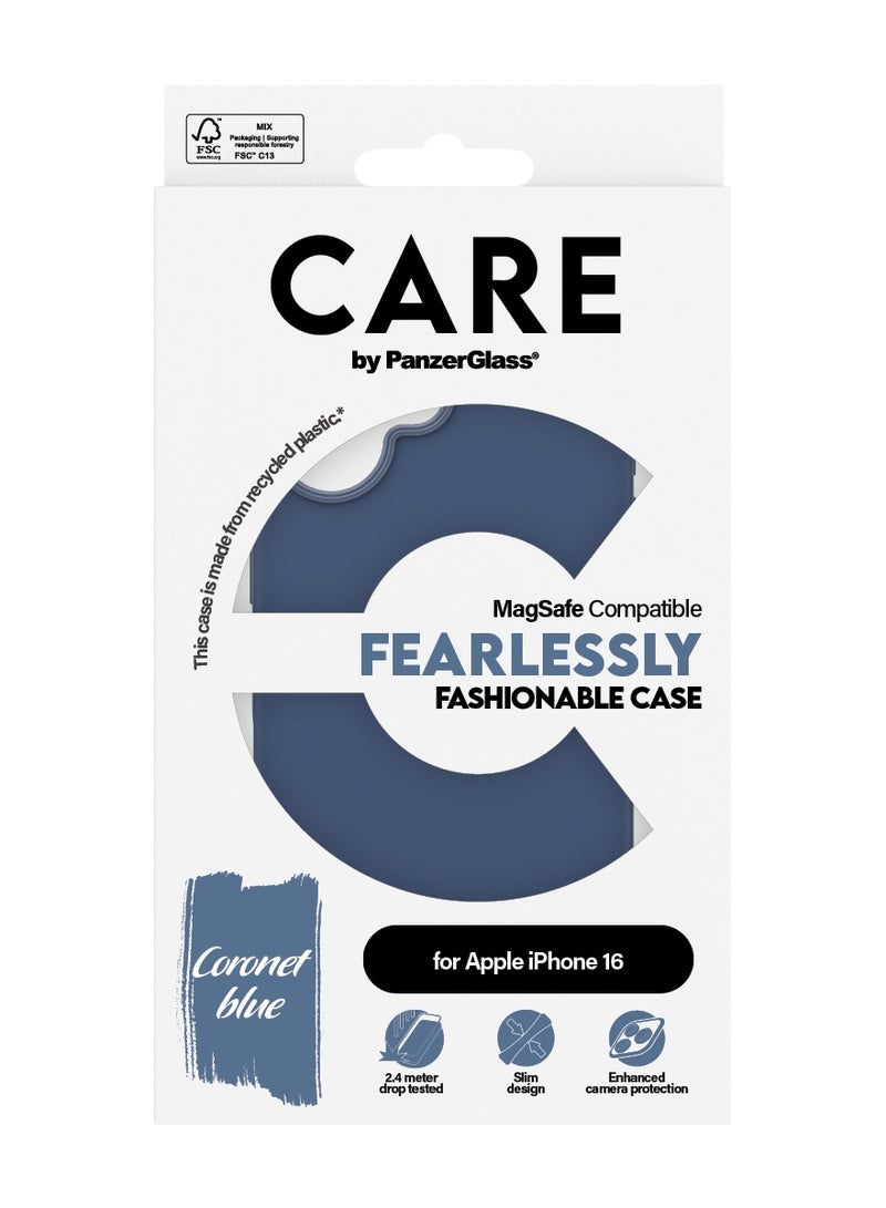 PanzerGlass CARE by PanzerGlass® Phone Case for Apple iPhone 16 Blue Slim Design, Fashion Elegant Look, Enhanced Camera Protection, Recycled Materials, Seamless MagSafe Compatibility - Image 3