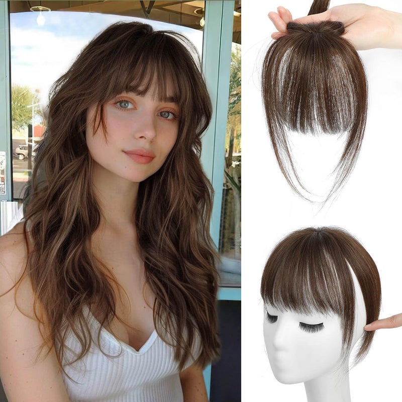 مشط تاج 360 كوفر كليب في غرة شعر حقيقية مزيفة كليب في إكسسوارات شعر للنساء غرة كليب في شعر بشري للاستخدام اليومي بني فاتح