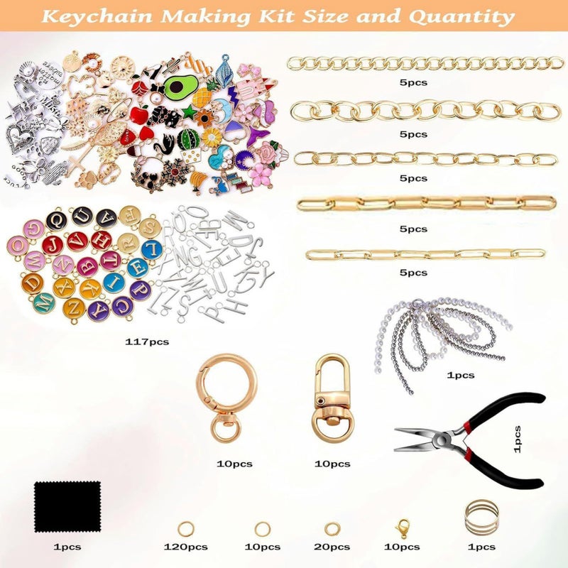 325 Pieces Charms Kit for Purses Art Projects Jewelry Making 10 Inch Keychain Supplies with Colorful Beads Durable Craft Kit Charms and Tools Set - Image 3