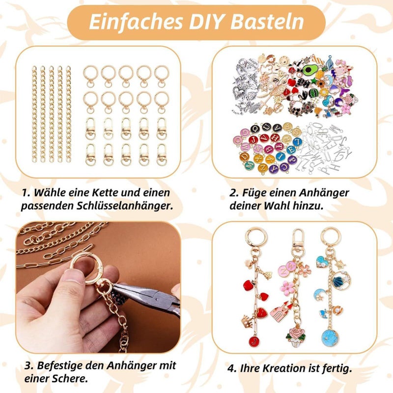 325 Pieces Charms Kit for Purses Art Projects Jewelry Making 10 Inch Keychain Supplies with Colorful Beads Durable Craft Kit Charms and Tools Set - Image 4