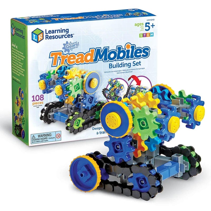 Learning Resources Learning Resources Gears! Gears! Gears! Treadmobiles Building Set, STEM Toys, Develops Early Engineering Skills, 108 Pieces, Ages 5+ - Image 1