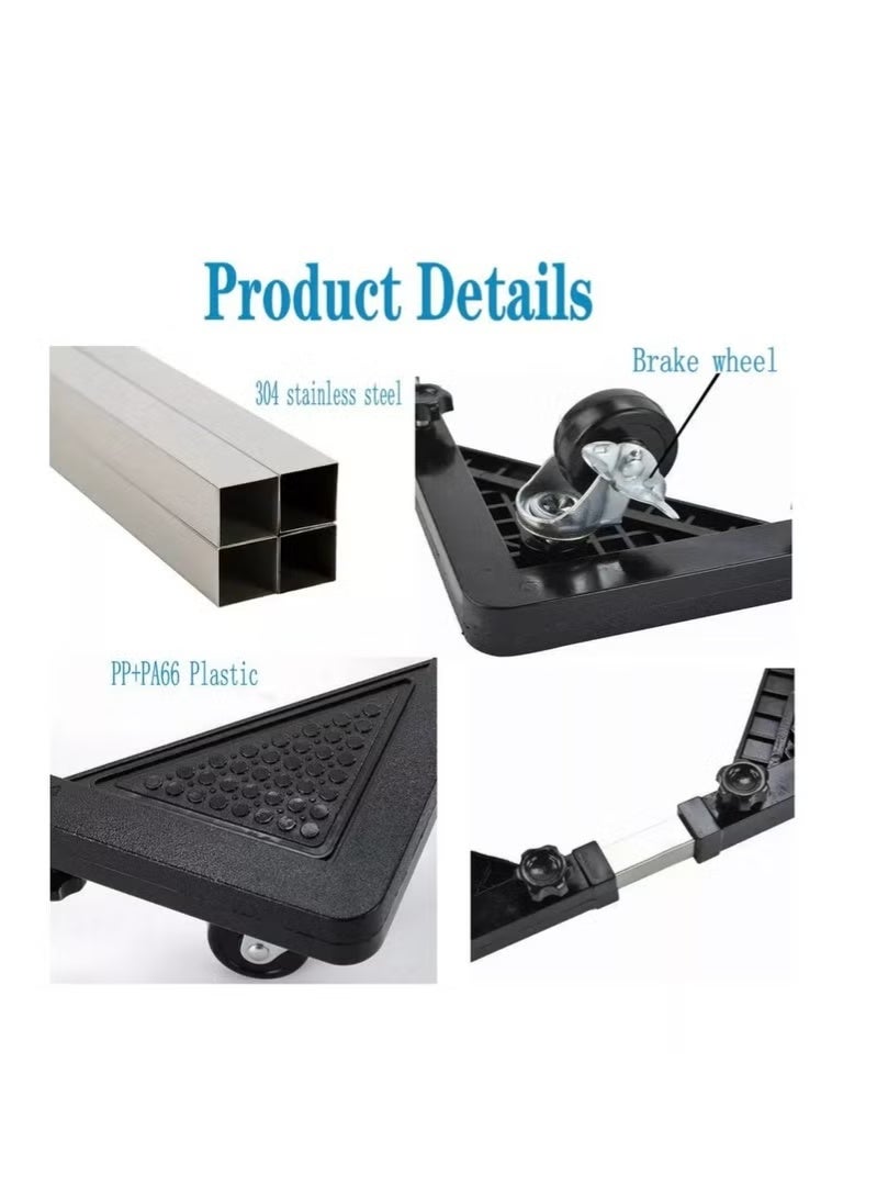 جينتيك حامل أثاث عالمي بقاعدة غسالة مع 4 عجلات قابلة للتعديل، حامل هاتف محمول، حامل رف لغسالة ومجفف وثلاجة - Image 3