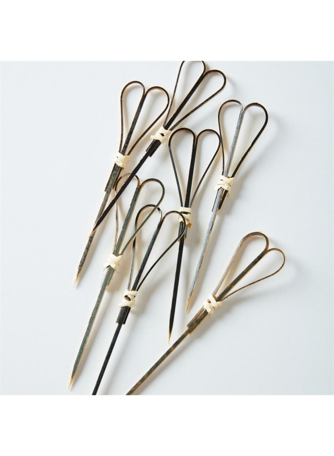 Candy Gourd Fruit Sticks Forks Flowers Fruit Plugs Cocktail Scissors Sticks Bouquet Kitchen Tableware Utensils-Color:12cm-Specifications:Red Tie Sign (100 PCs/bag)  - Image 5