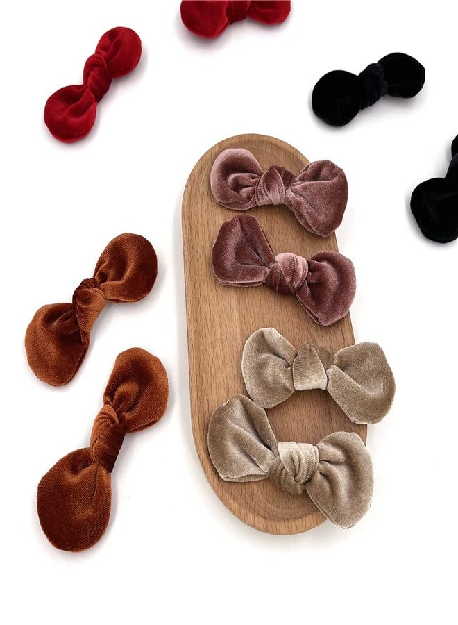 Sugarmelon Rounder Velvet Bow Hair Clips for Baby Girls Hair Accessories Round Hair Bow Barrettes Hairgrips (Rounder 8 Pairs) - Image 3
