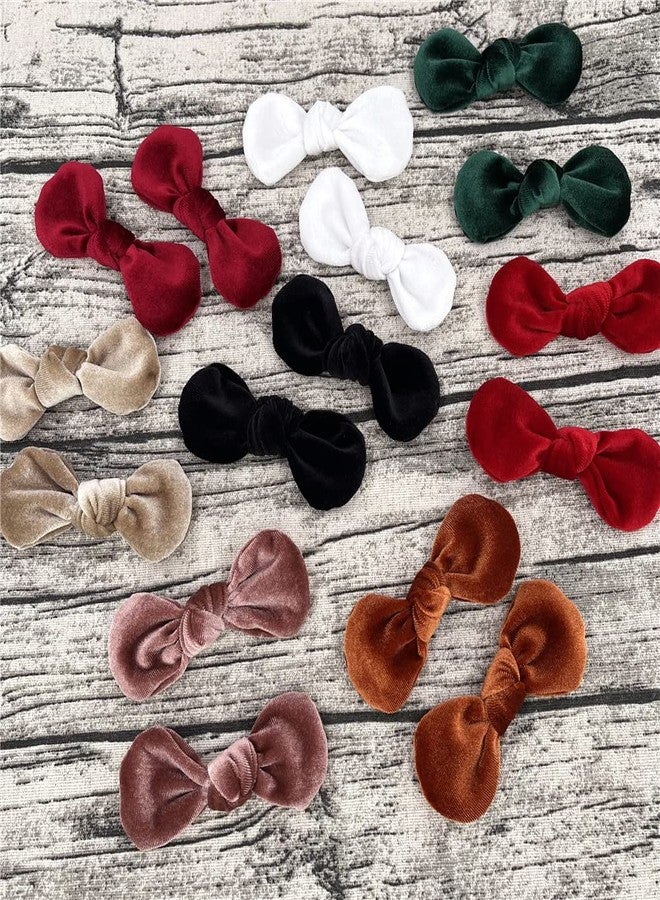 Sugarmelon Rounder Velvet Bow Hair Clips for Baby Girls Hair Accessories Round Hair Bow Barrettes Hairgrips (Rounder 8 Pairs) - Image 2