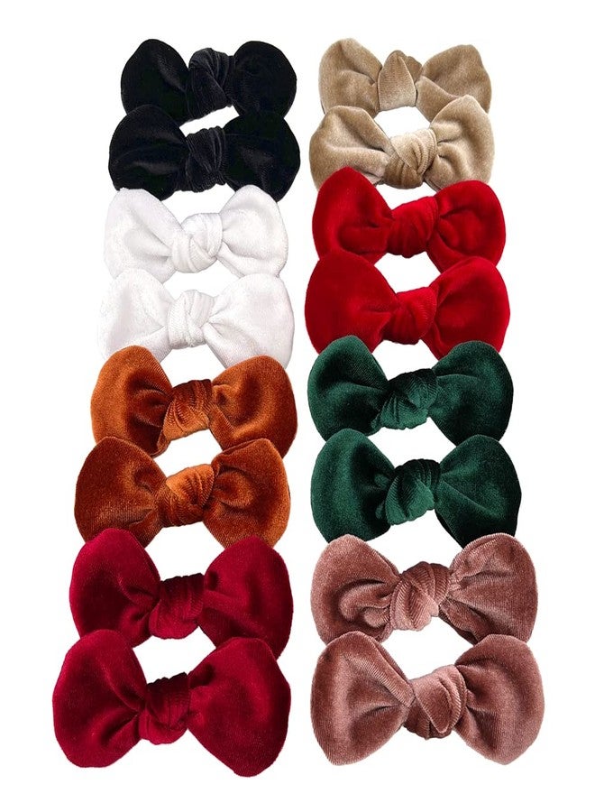 Sugarmelon Rounder Velvet Bow Hair Clips for Baby Girls Hair Accessories Round Hair Bow Barrettes Hairgrips (Rounder 8 Pairs) - Image 1