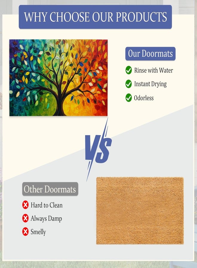 CXULIN Tree of Life Welcome Mat,Colorful Tree Indoor Rugs for Entryway,Anti-Slip Low Profile Doormats Porch Mats for Front Door Stairway Rug Living Room Floor Mat 30 x 17 Inch - Image 4