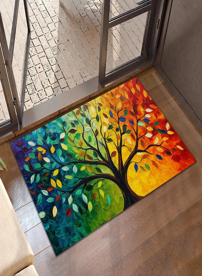 CXULIN Tree of Life Welcome Mat,Colorful Tree Indoor Rugs for Entryway,Anti-Slip Low Profile Doormats Porch Mats for Front Door Stairway Rug Living Room Floor Mat 30 x 17 Inch - Image 1
