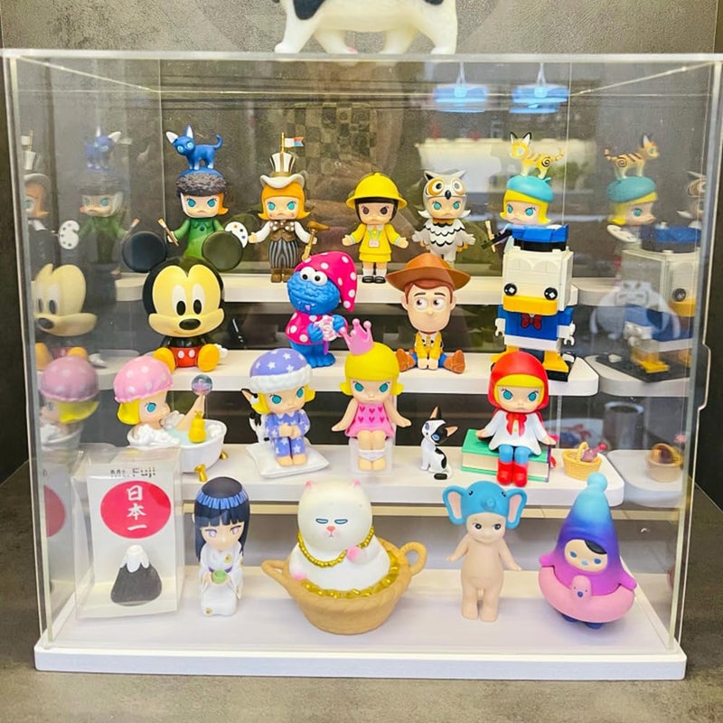Nynelly Acrylic Display Case for Collectibles, 5 Tier Clear Miniature Display Box with Door, Assemble Countertop Showcase for Figures, Funko Pop, Dolls, Transparent Steps,White,12.5"x11.8"x12.4" - Image 3
