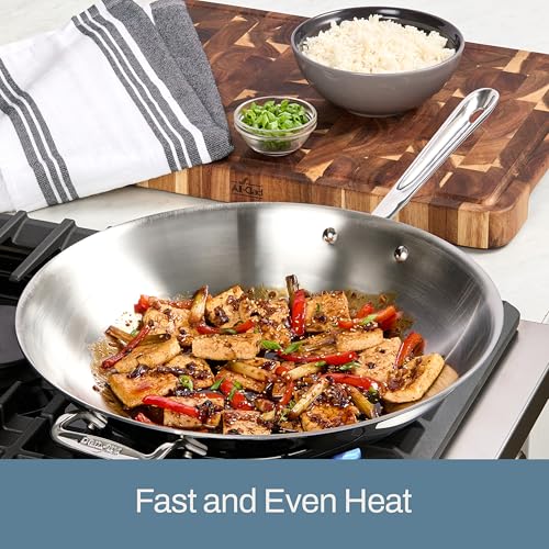 All-Clad D3 3-Ply Stainless Steel Wok 14-Inch, Induction Compatible, Oven Broiler Safe 600F, Stir-Fry Pan, Fast and Even Heat, Cookware, Frying Pan, Kitchen Essential, Pots and Pans, Silver - Image 5