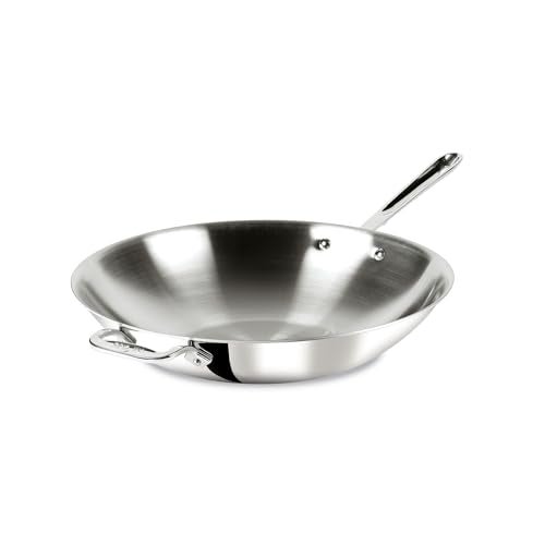All-Clad D3 3-Ply Stainless Steel Wok 14-Inch, Induction Compatible, Oven Broiler Safe 600F, Stir-Fry Pan, Fast and Even Heat, Cookware, Frying Pan, Kitchen Essential, Pots and Pans, Silver - Image 1