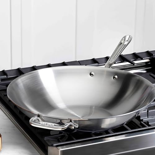 All-Clad D3 3-Ply Stainless Steel Wok 14-Inch, Induction Compatible, Oven Broiler Safe 600F, Stir-Fry Pan, Fast and Even Heat, Cookware, Frying Pan, Kitchen Essential, Pots and Pans, Silver - Image 3