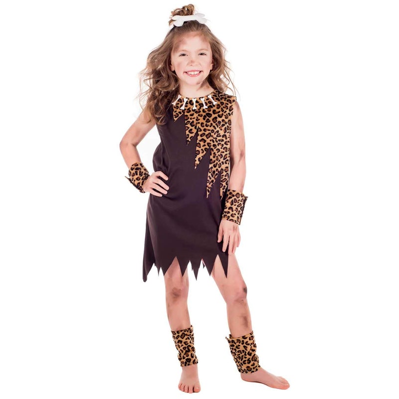 fun shack Cavegirl Costume For Kids, Cave Girl Dress, Caveman Outfit For Girls, Fun Cavegirl Dress Up, Small - Image 1