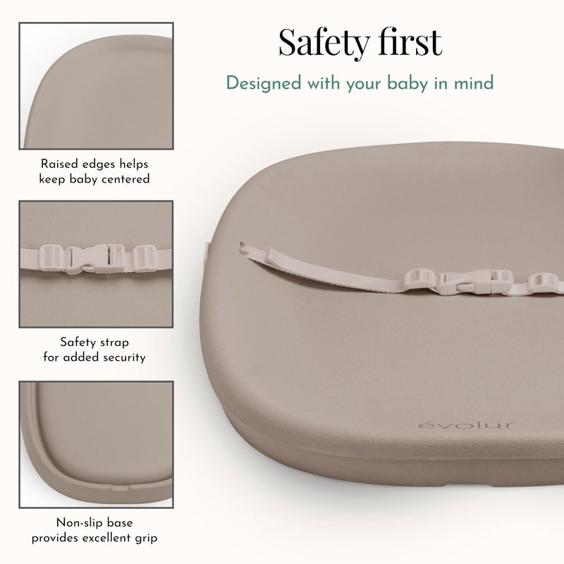 Evolur Eva Baby Changing Pad, Soft, Lightweight and Portable Changing Pad, Fits All Changing Table, Waterproof Firm Padding - Oat - Image 4