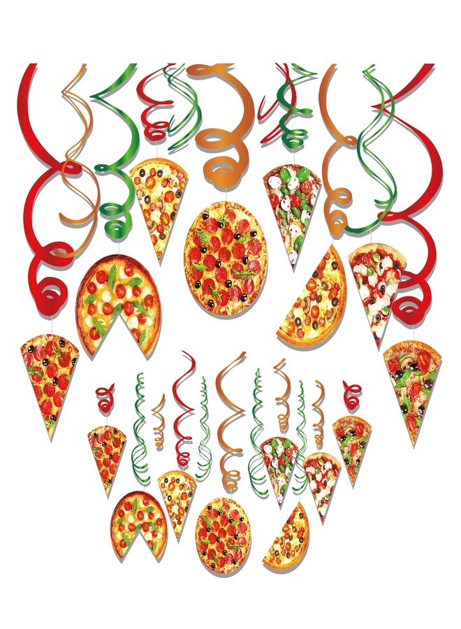 Lide Road 30Pcs Pizza Party Hanging Swirl Decorations Pizza Theme Ceiling Whirl Hanging Decorations for Pizza Themed Birthday Party Decorations Pizza Party Time Birthday Party Hanging Decor - Image 1