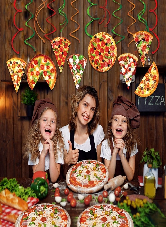 Lide Road 30Pcs Pizza Party Hanging Swirl Decorations Pizza Theme Ceiling Whirl Hanging Decorations for Pizza Themed Birthday Party Decorations Pizza Party Time Birthday Party Hanging Decor - Image 4
