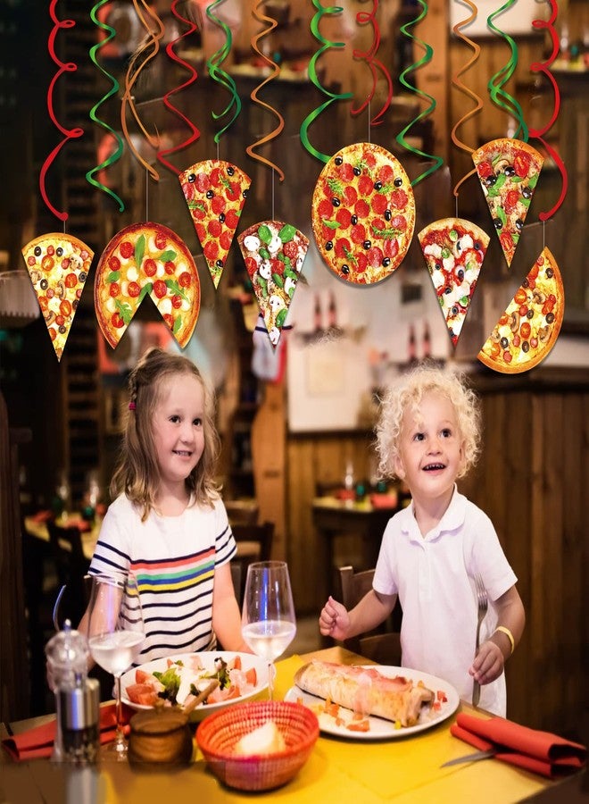 Lide Road 30Pcs Pizza Party Hanging Swirl Decorations Pizza Theme Ceiling Whirl Hanging Decorations for Pizza Themed Birthday Party Decorations Pizza Party Time Birthday Party Hanging Decor - Image 5