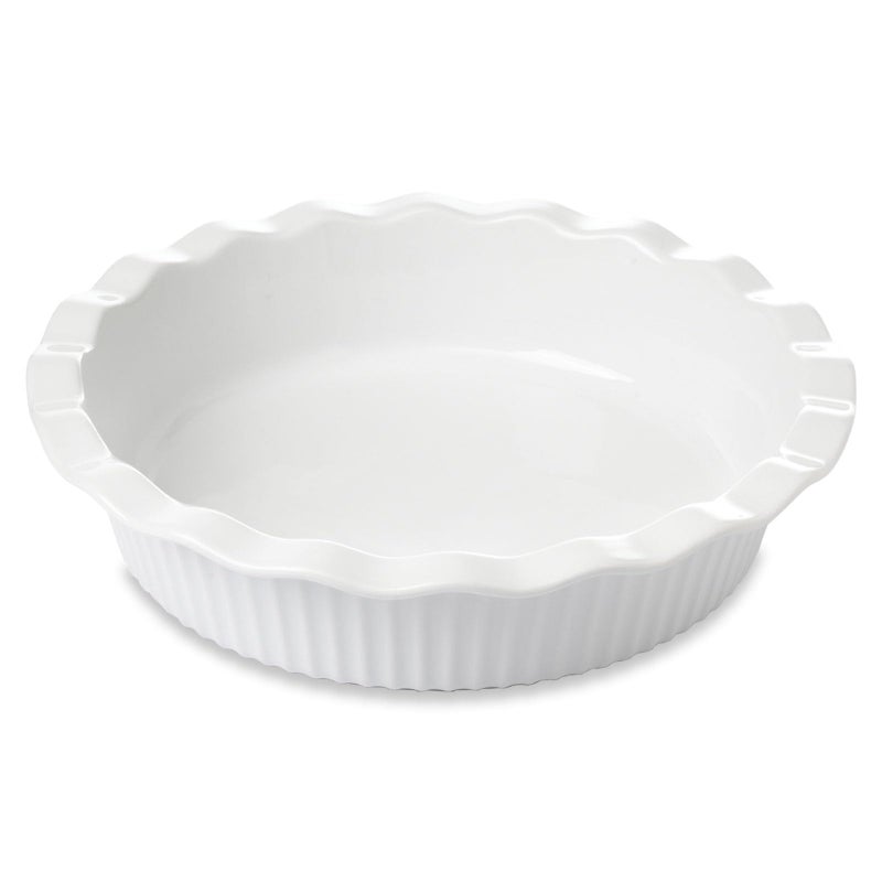Miicol White Ceramic Pie Pan, 50 oz Ripple Edge Deep Baking Dish, 9 Inch Round Ceramic Pie Plate, Suitable for Quiche, Apple Pie, Meat Pie, Ideal Gift for Baking Lovers - Image 1