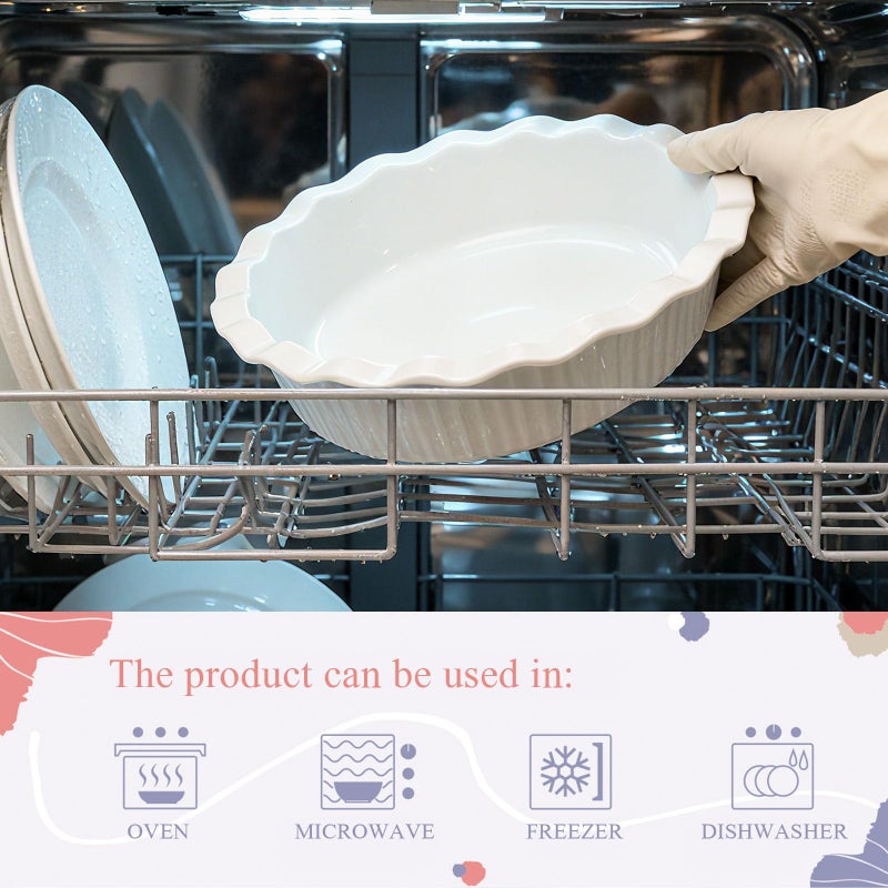 Miicol White Ceramic Pie Pan, 50 oz Ripple Edge Deep Baking Dish, 9 Inch Round Ceramic Pie Plate, Suitable for Quiche, Apple Pie, Meat Pie, Ideal Gift for Baking Lovers - Image 5