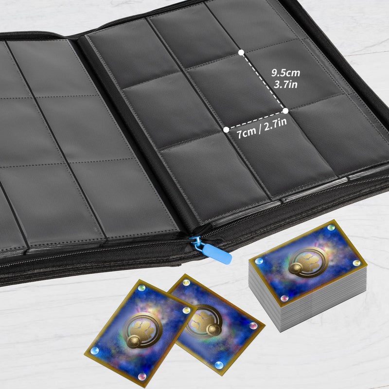 Billeeit Zipper Trading Card Binder, 9 Pocket 540 Side-Loading Slots Card Album, Ringless Standard Size Card(2.5" x 3.5") Protective Organize Folder, BLACK - Image 4