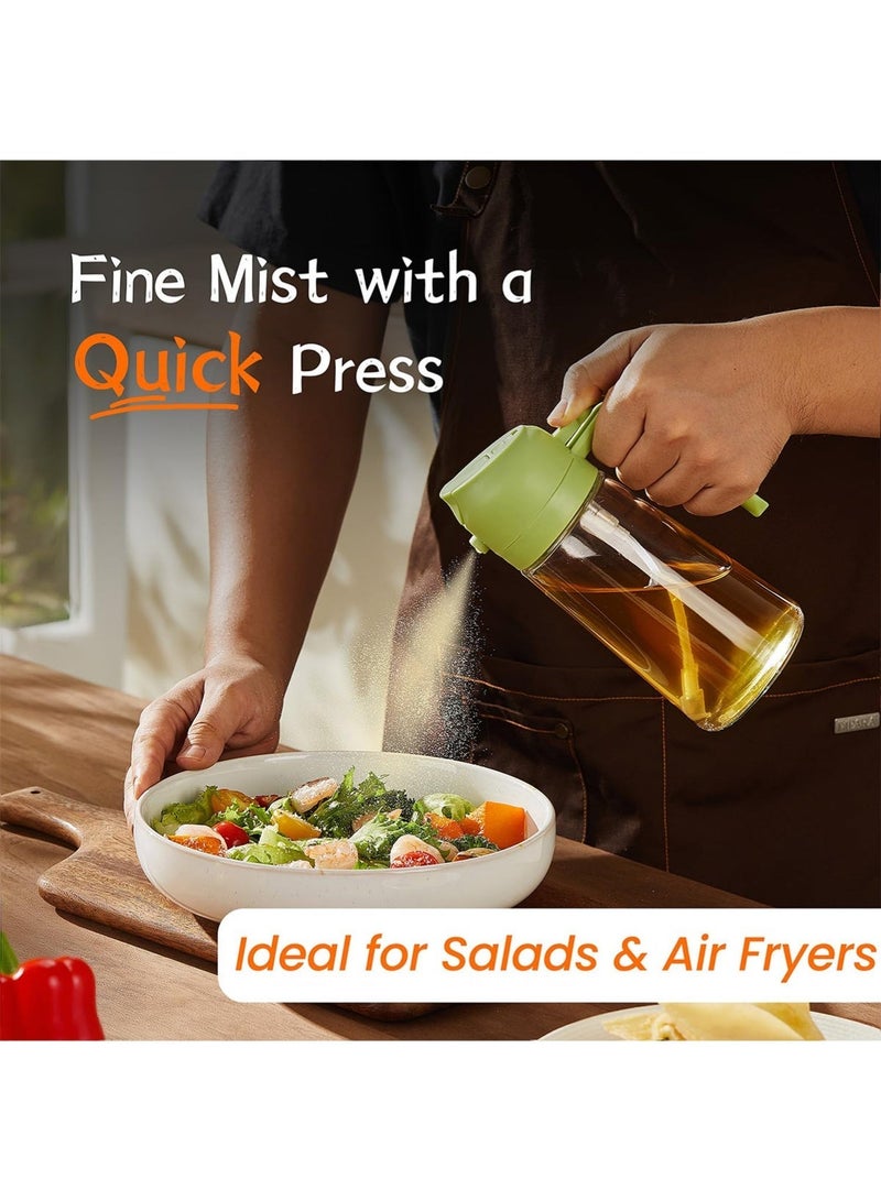 16oz/470ml Glass Olive Oil Sprayer for Cooking – 2 in 1 Olive Oil Dispenser Bottle for Kitchen Gadgets and Air Fryer Accessories, Salad, BBQ - Green - Image 5