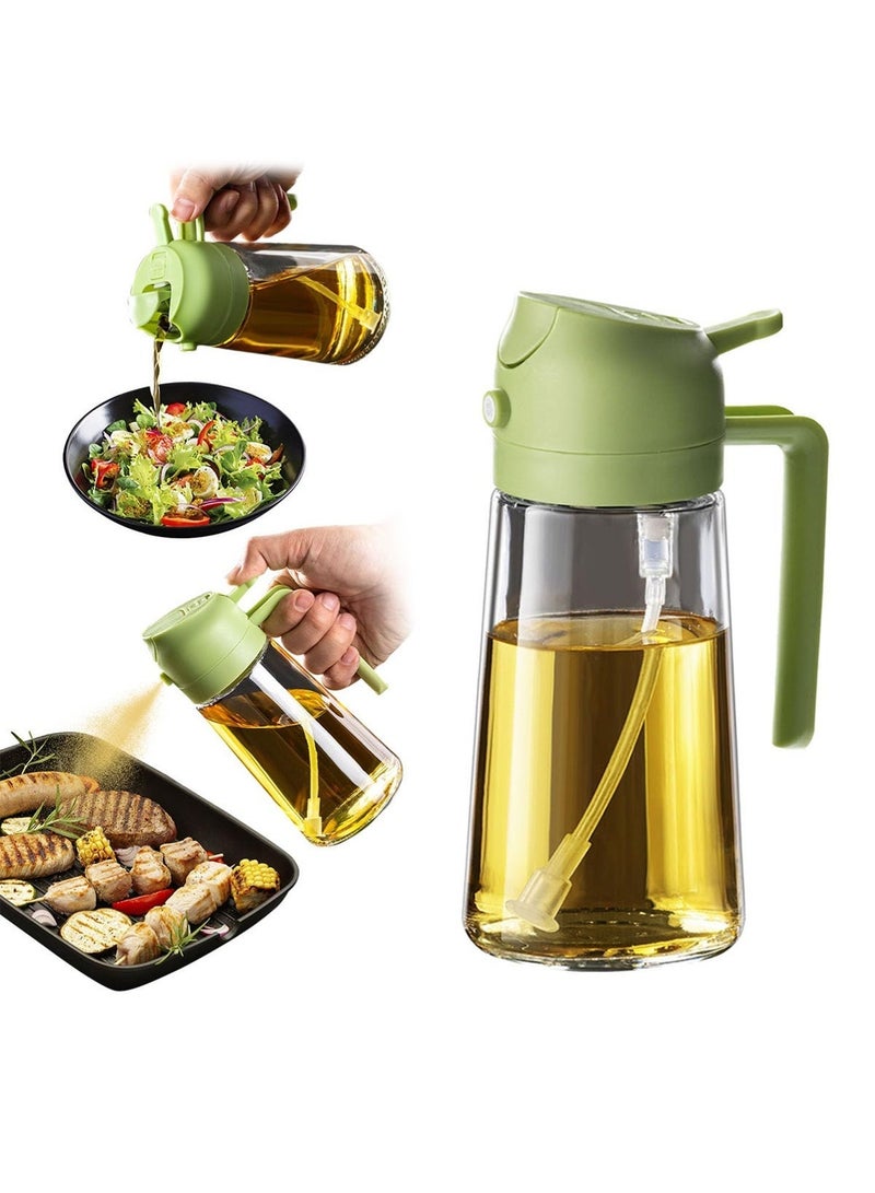 16oz/470ml Glass Olive Oil Sprayer for Cooking – 2 in 1 Olive Oil Dispenser Bottle for Kitchen Gadgets and Air Fryer Accessories, Salad, BBQ - Green - Image 4