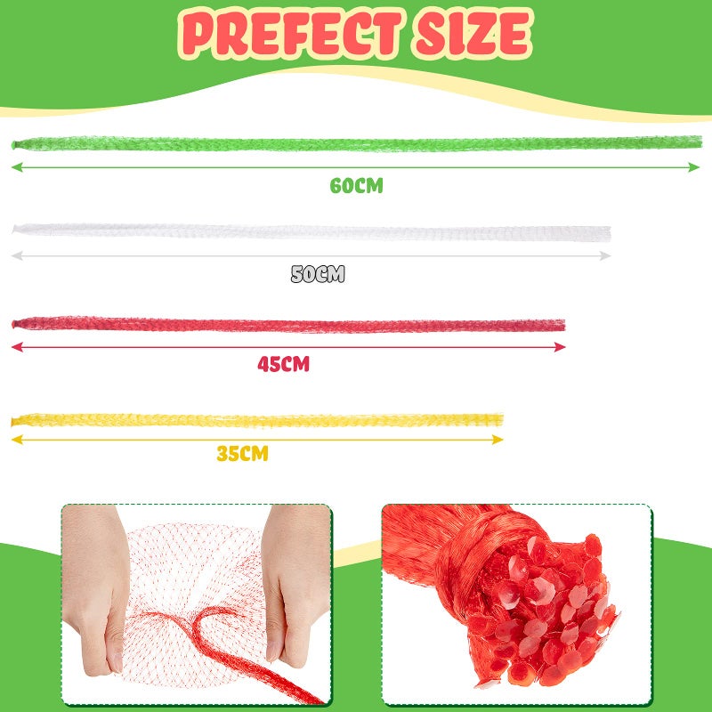Shappy 300 Pcs Reusable Mesh Nylon Netting with Loop Style Closures, Onion Reusable Nylon Mesh Net Produce Grocery Toys Fruits Vegetables Storage Poly Bags, Seafood Bag,13.8-23.6 Inch 4 Sizes - Image 2
