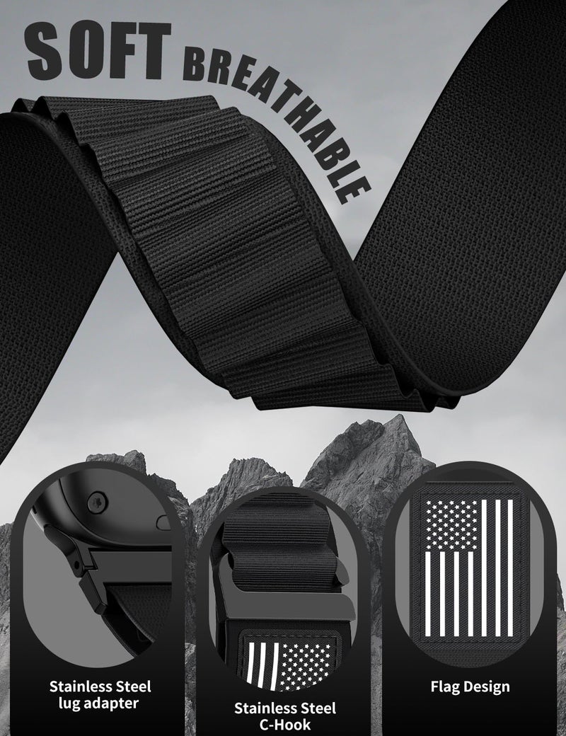 SuperNaNa Alpine Loop Nylon Band Compatible with Apple Watch Bands Ultra 3/2 49mm 46mm 45mm 44mm 42mm for Men, Stretchy Nylon Sport Strap Star-Stripe Flag Wristband for iWatch Series 11/10/9/8/7/6/5/4/3/SE3 2 1 - Image 4