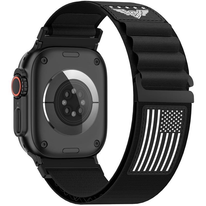SuperNaNa Alpine Loop Nylon Band Compatible with Apple Watch Bands Ultra 3/2 49mm 46mm 45mm 44mm 42mm for Men, Stretchy Nylon Sport Strap Star-Stripe Flag Wristband for iWatch Series 11/10/9/8/7/6/5/4/3/SE3 2 1 - Image 1
