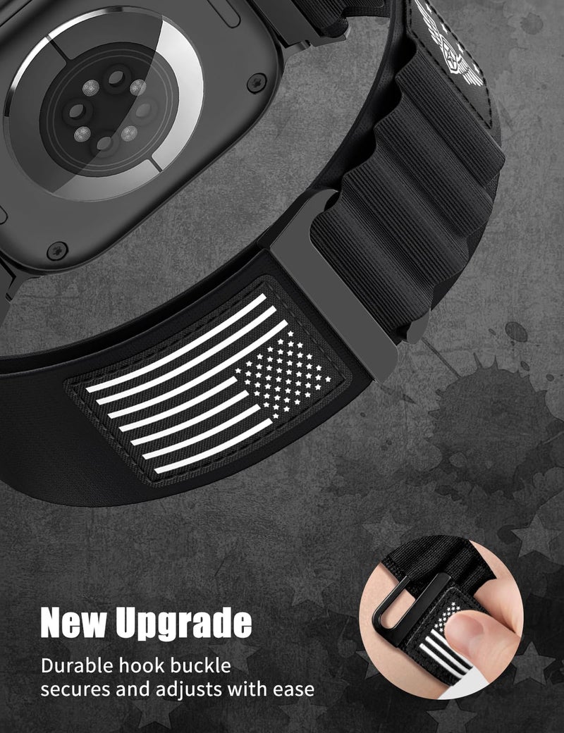 SuperNaNa Alpine Loop Nylon Band Compatible with Apple Watch Bands Ultra 3/2 49mm 46mm 45mm 44mm 42mm for Men, Stretchy Nylon Sport Strap Star-Stripe Flag Wristband for iWatch Series 11/10/9/8/7/6/5/4/3/SE3 2 1 - Image 5