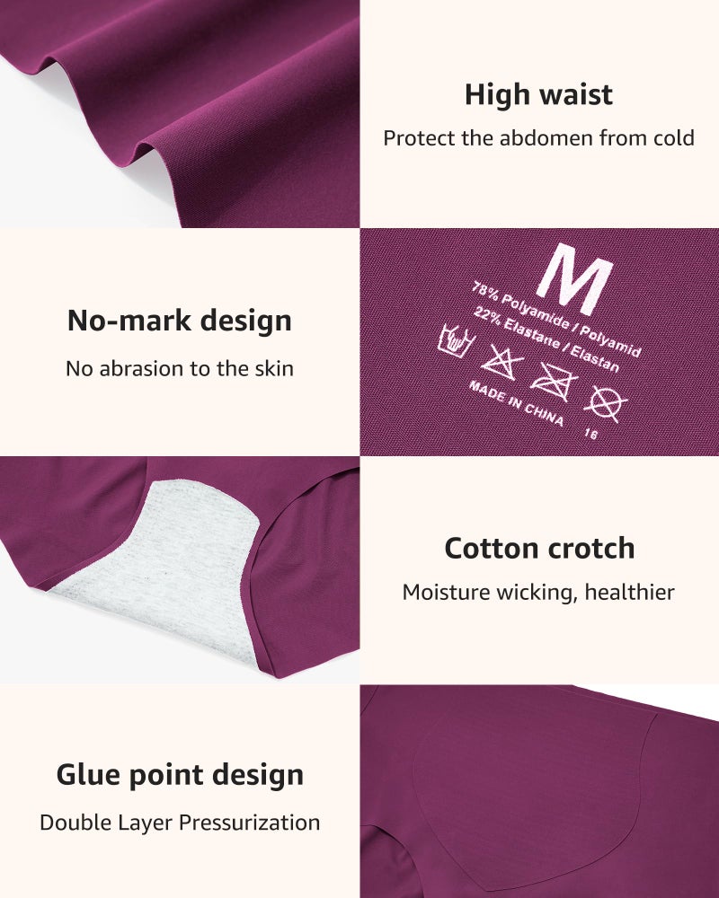 LEVAO Seamless High Waisted Underwear for Women No Show Full Coverage Briefs Stretchy Invisible Panties Pack of 6 - Image 5