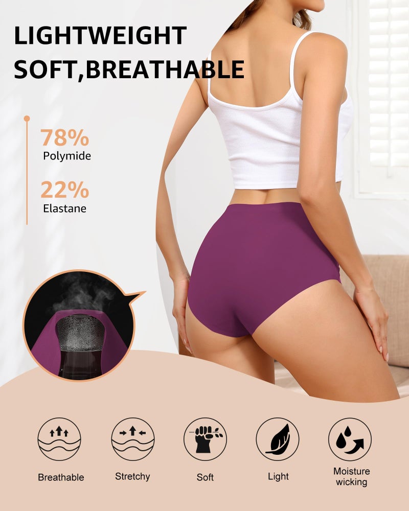 LEVAO Seamless High Waisted Underwear for Women No Show Full Coverage Briefs Stretchy Invisible Panties Pack of 6 - Image 4