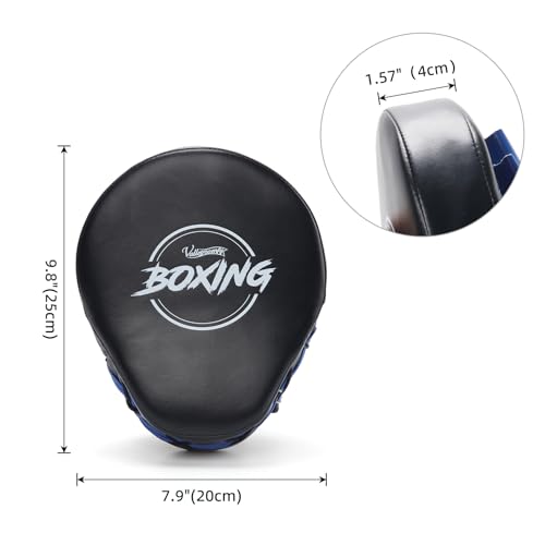 Valleycomfy Boxing Curved Focus Punching Mitts - Leatherette Training Hand Pads, Ideal for Karate, Muay Thai Kick, Sparring, Dojo, Martial Arts (Blue) - Image 4