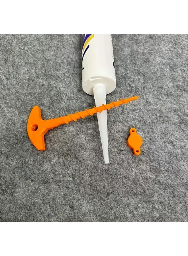 2 Pack Orange Silicone Caulk Gun Nozzle Adapter Prevents Drying Clogging - Image 1