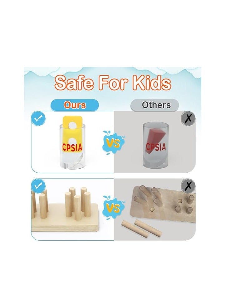 Risen Superior Quality Wooden Montessori Toys for 1 to 3-Year-Old Boys Girls Toddlers, Wooden Sorting & Stacking Toys for Toddlers and Kids Preschool, Educational Toys, Color Recognition Stacker Shape Sorter, Learning Puzzles Gift - Image 4