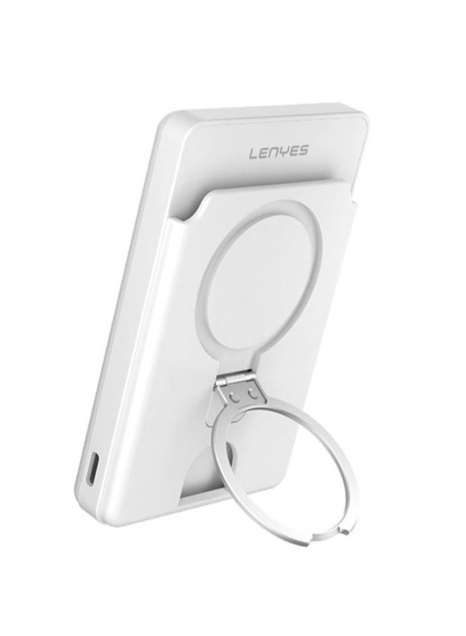 Lenyes PW0006D 5000mAh Wireless Power Bank with Find My Support, 20W Fast Charging, Magnetic Wireless Charging, Built-in Card Holder & Phone Stand, Portable Battery Charger for Compatible Devices - Image 1