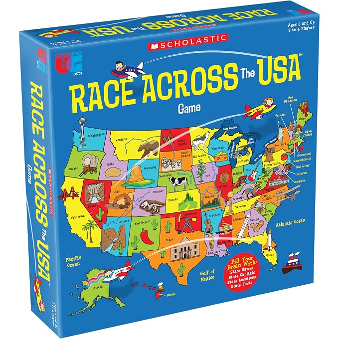scholastic , Scholastic Race Across the USA Board Game , Geography Learning Game for Kids and Families, for 2 to 4 Players Ages 8 and Up - Image 3