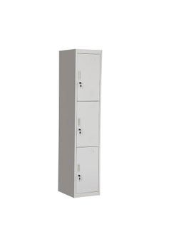 Protector PROTECTOR Three doors locker, Steel Metal Storage Locker- for Home & School & Office - Lock With plastic handle (Gray)  - Image 1