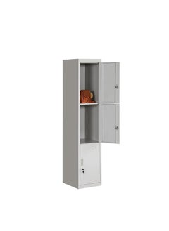 Protector PROTECTOR Three doors locker, Steel Metal Storage Locker- for Home & School & Office - Lock With plastic handle (Gray)  - Image 3