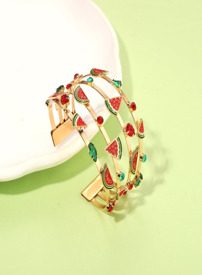 BVGA Summer Bracelet for Women Watermelon Cuff Bracelets Jeweled Tropical Fruit Bracelets Summer Beach Jewelry Outfits Accessories Gifts (Style C) - Image 2