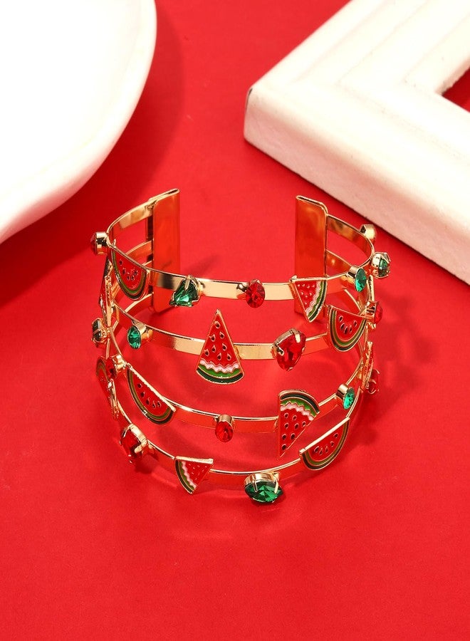 BVGA Summer Bracelet for Women Watermelon Cuff Bracelets Jeweled Tropical Fruit Bracelets Summer Beach Jewelry Outfits Accessories Gifts (Style C) - Image 3