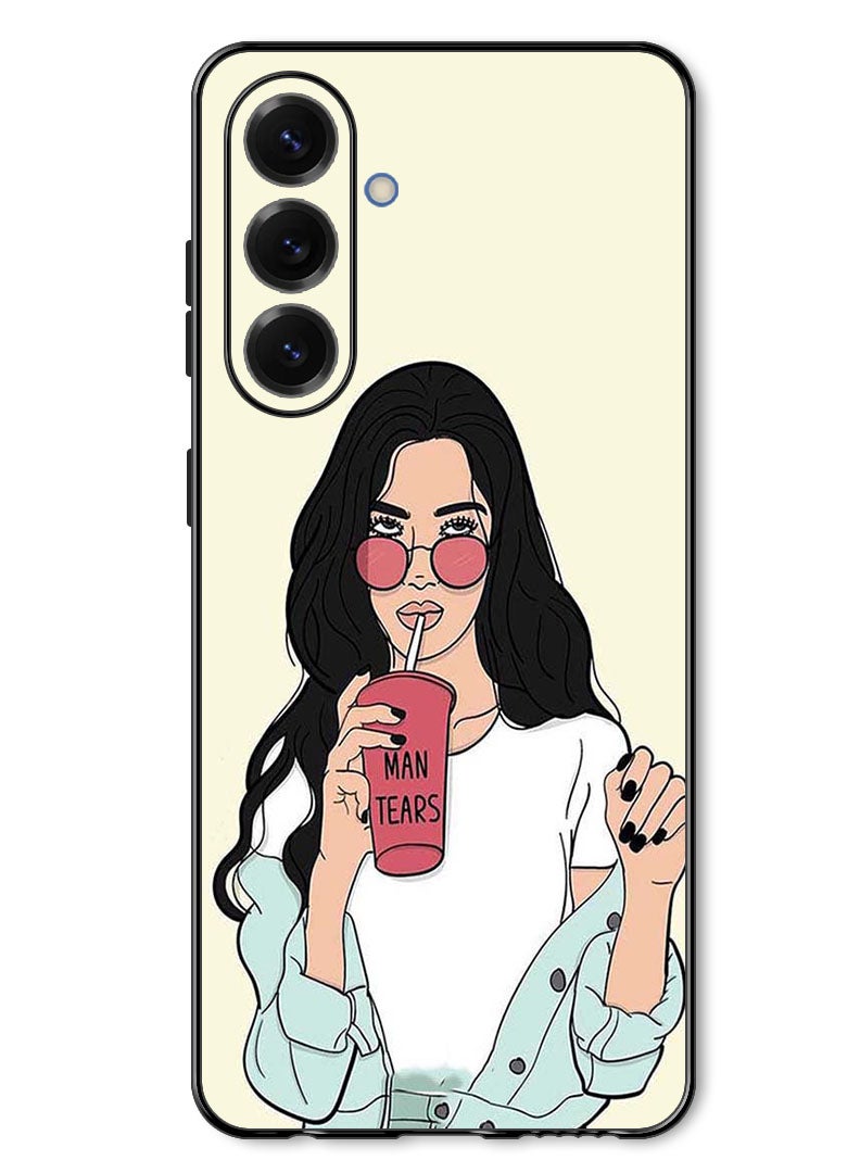 Theodor Case Compatible with Samsung Galaxy A57 Protection Shockproof Bumper Cover Girl Drinking Coffee - Image 1