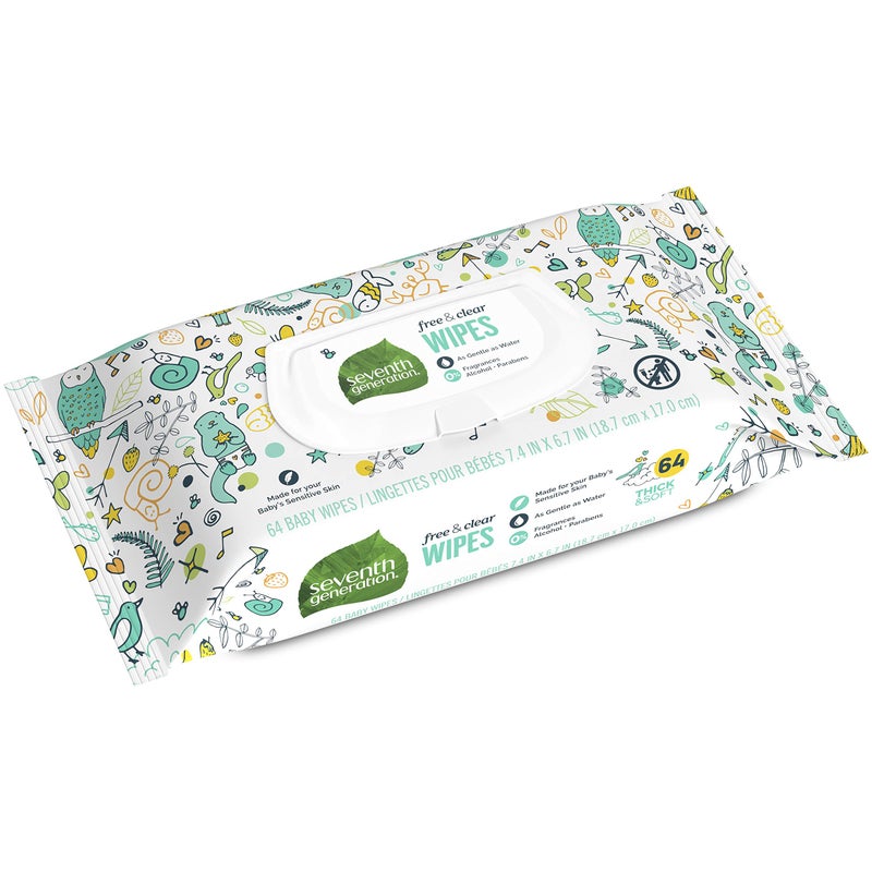 Seventh Generation Baby Wipes Free Clear with Flip Top Dispenser 64 count - Image 3
