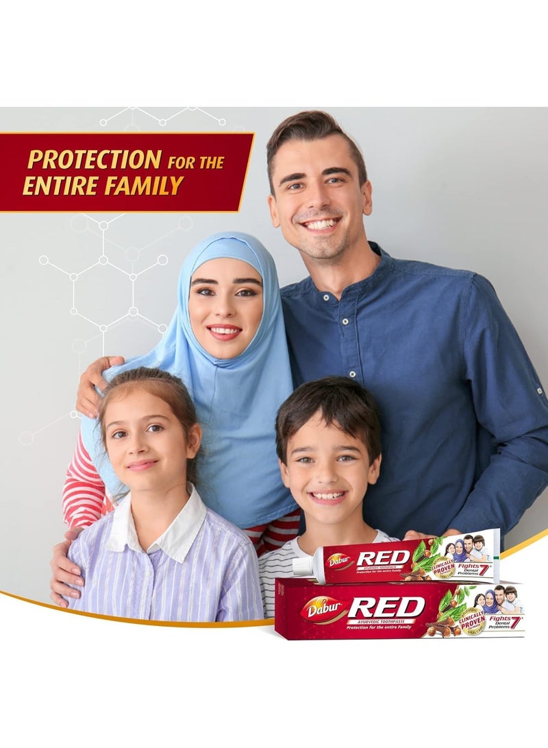 دابر معجون أسنان دابر ريد أيورفيدي للأسنان واللثة (2 × 200 غرام) | غني بمكونات أيورفيدية فعّالة | للثة صحية وأسنان قوية | عبوة اقتصادية للغاية من قطعتين - Image 3