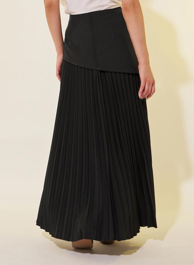 Take Two Solid Pleated A-Line Maxi Skirt - Image 4